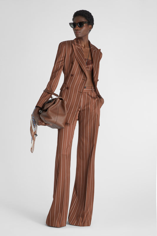 Palazzo trousers with pinstripe print