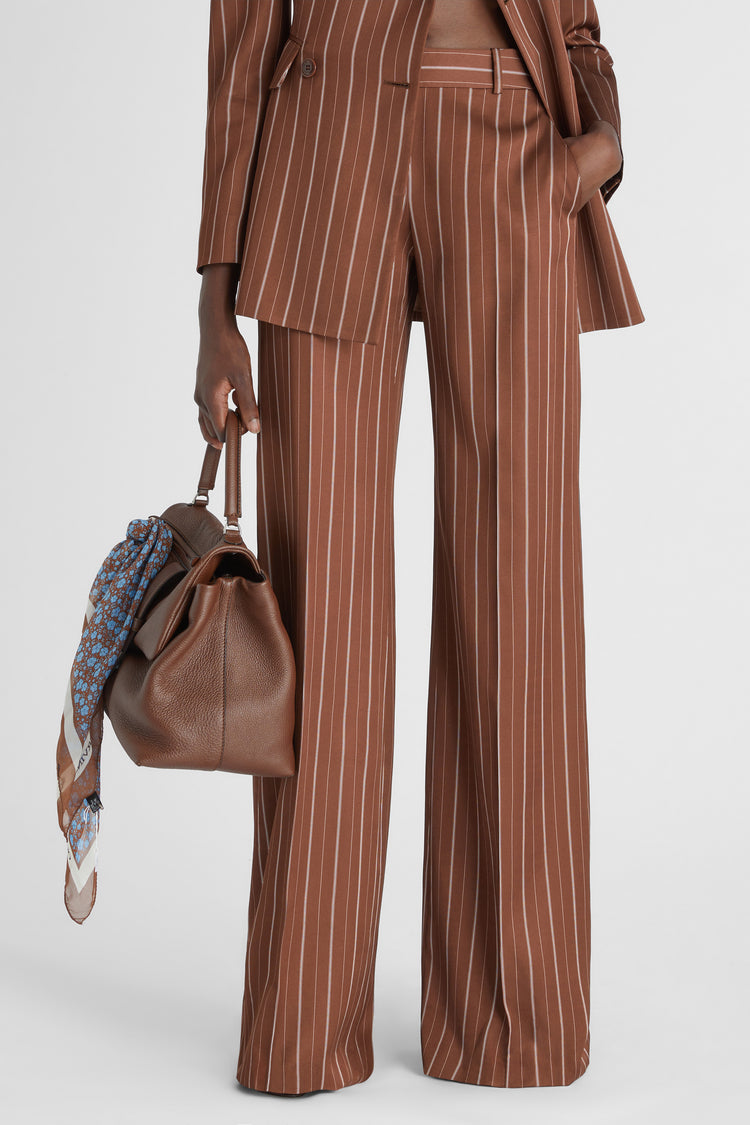 Palazzo trousers with pinstripe print