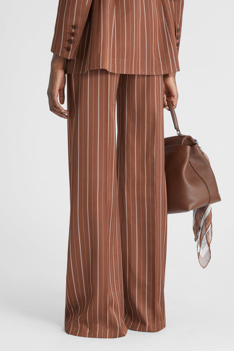 Palazzo trousers with pinstripe print