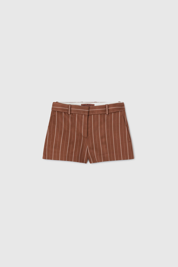 Satin shorts with pinstripe print