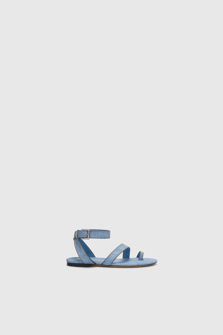 Jeans print flat sandal with straps