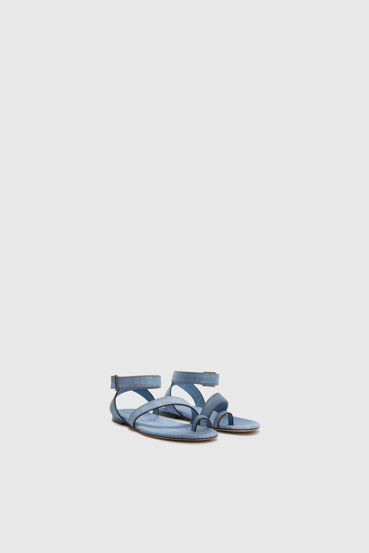 Jeans print flat sandal with straps