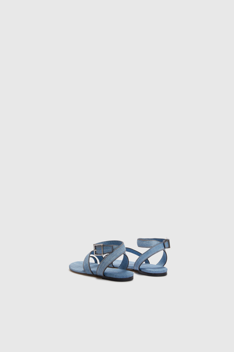 Jeans print flat sandal with straps