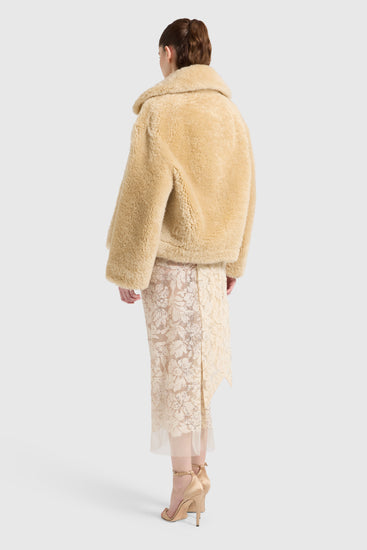 Veste shearling oversize avec fermeture par crochets