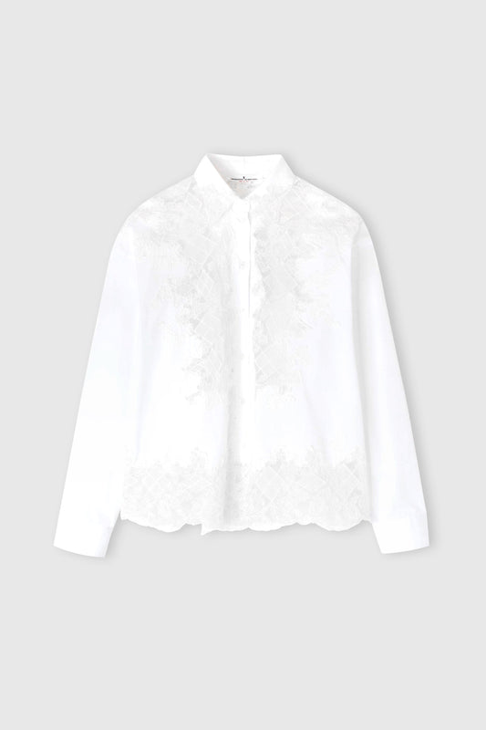 Cotton shirt with lace detail