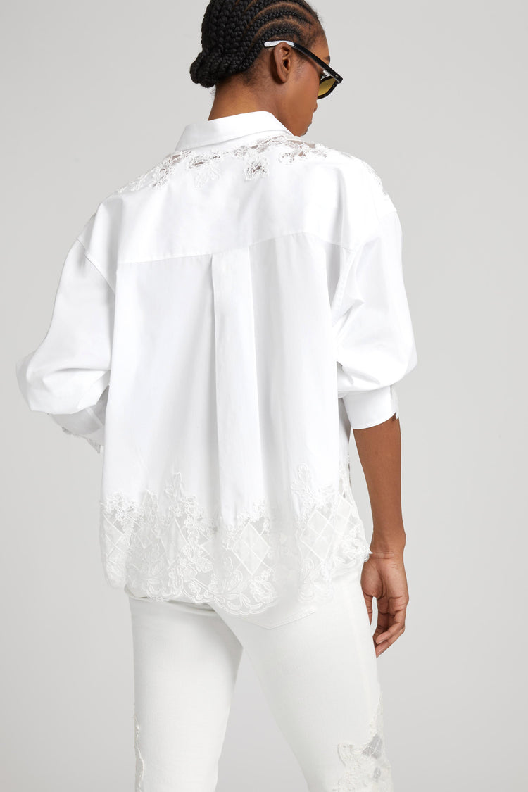 Camicia in cotone con dettaglio in pizzo