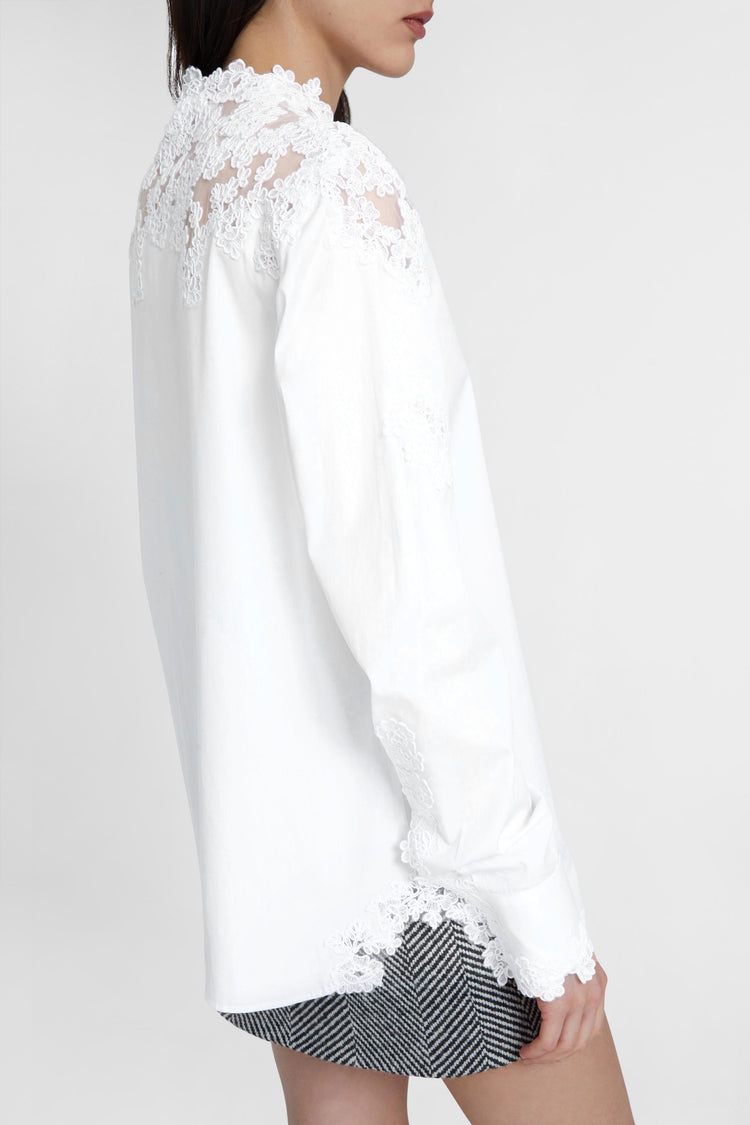 Poplin shirt with rebrode lace