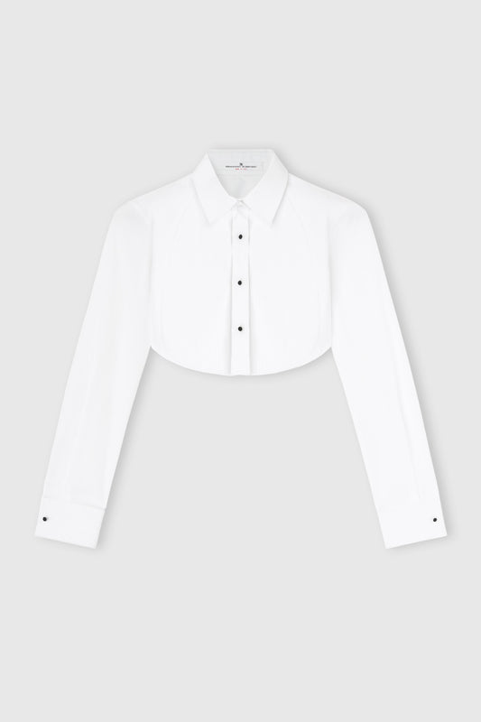 Camicia cropped plastron in cotone