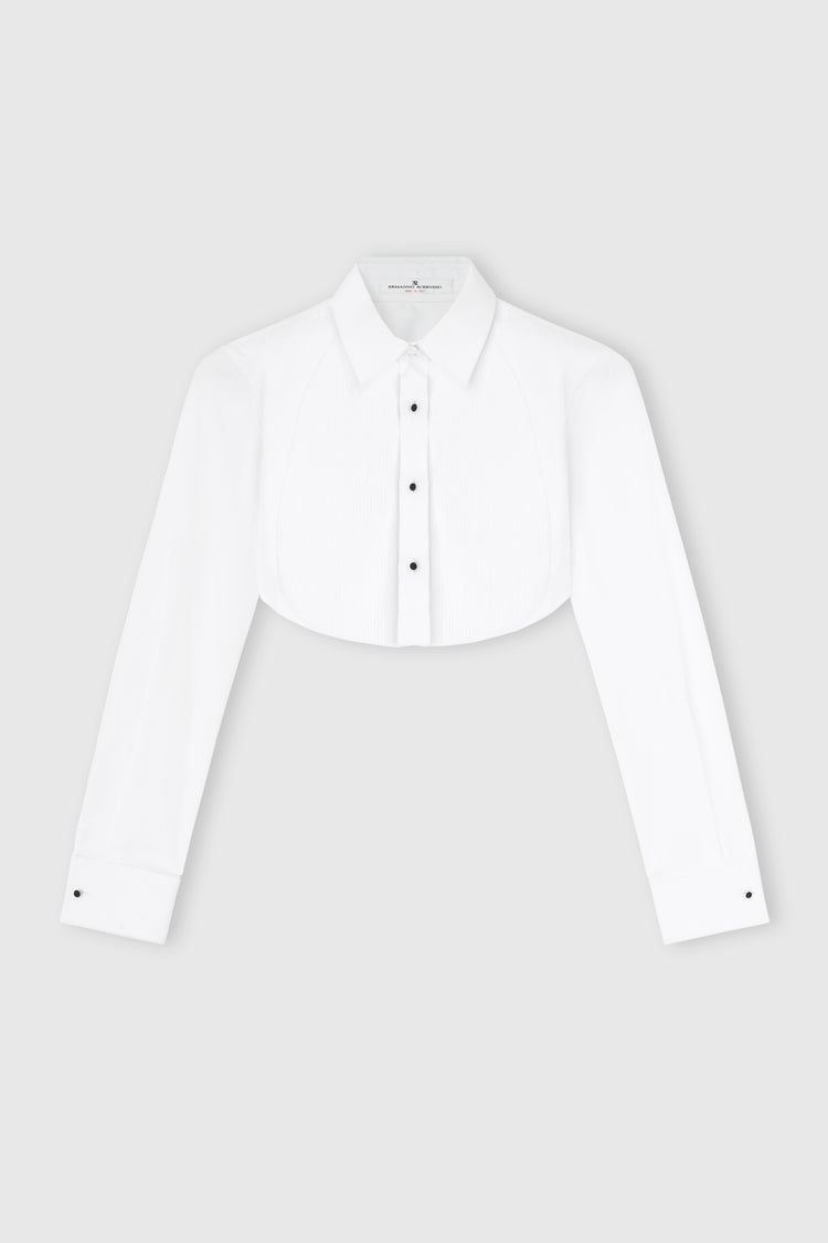 Camicia cropped plastron in cotone