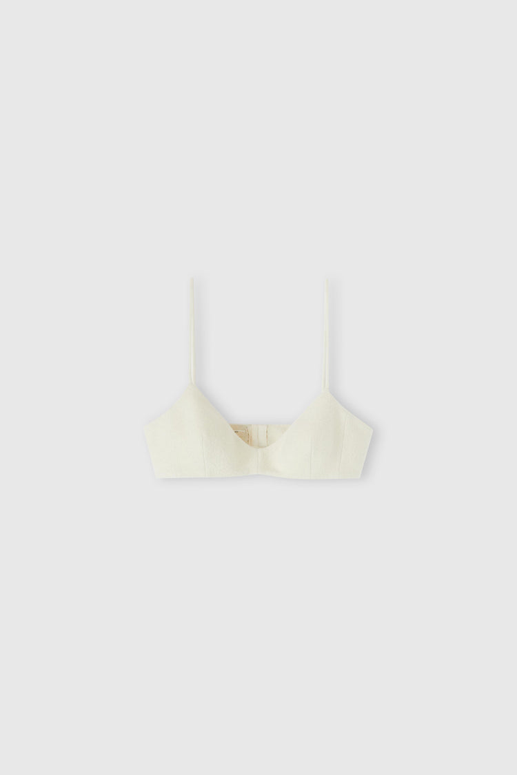 Structured bra in wool and silk blend with thin straps
