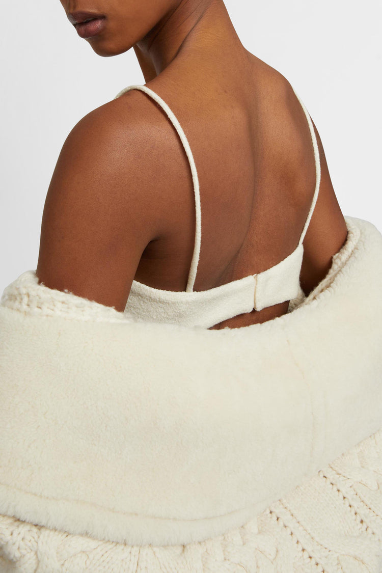Structured bra in wool and silk blend with thin straps