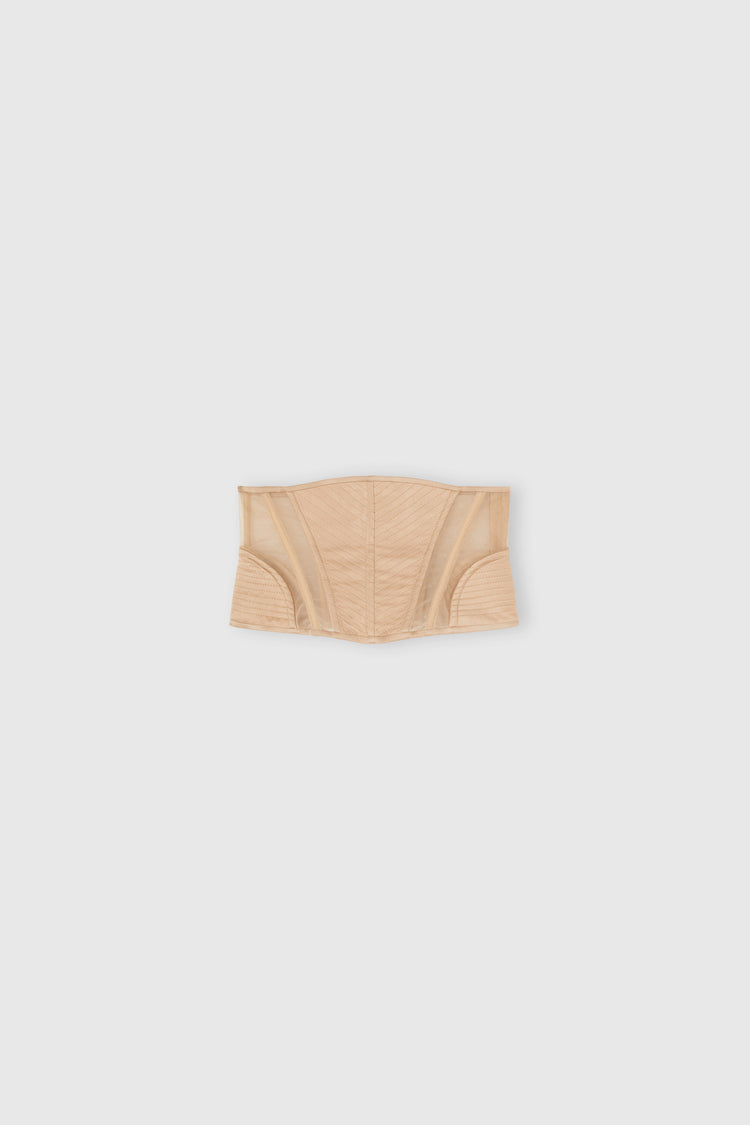 Silk satin and tulle corset