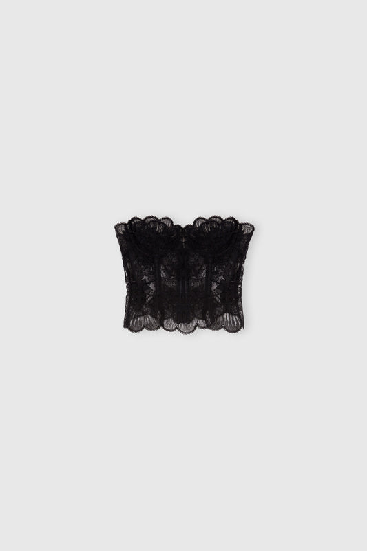 Structured floral lace corset with boning and cups