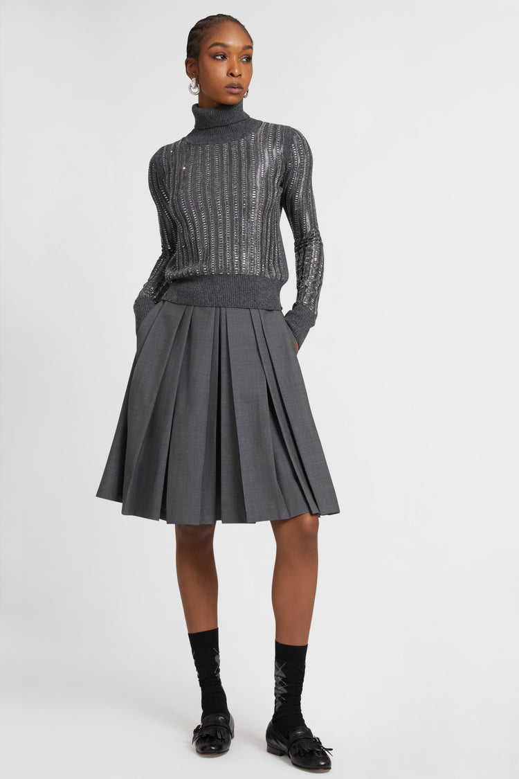 Pleated skirt in cool wool