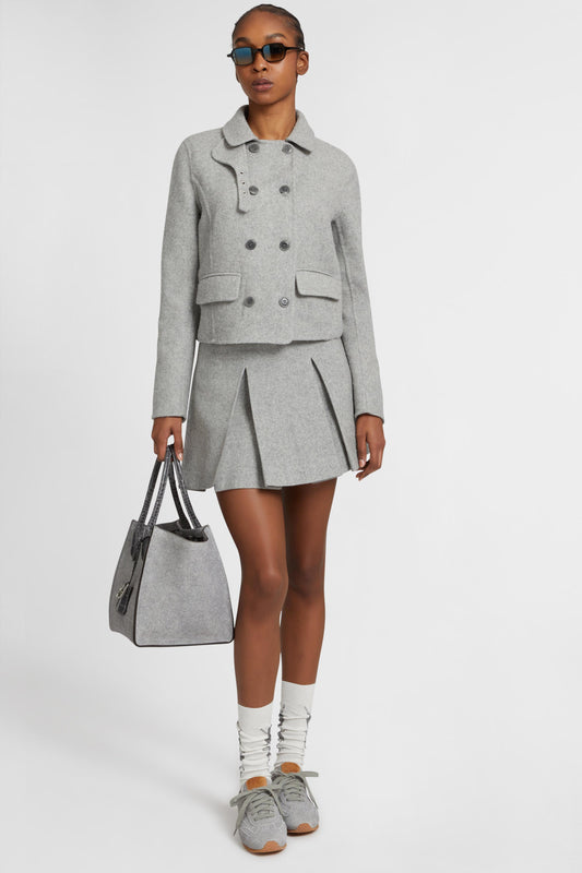 Wool blend mini skirt with pleats
