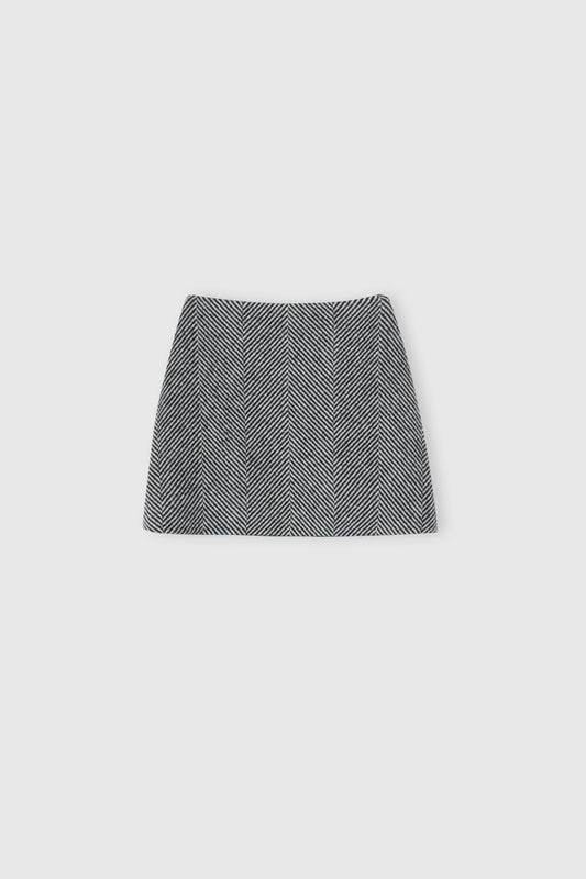 Virgin wool blend mini skirt with herringbone pattern