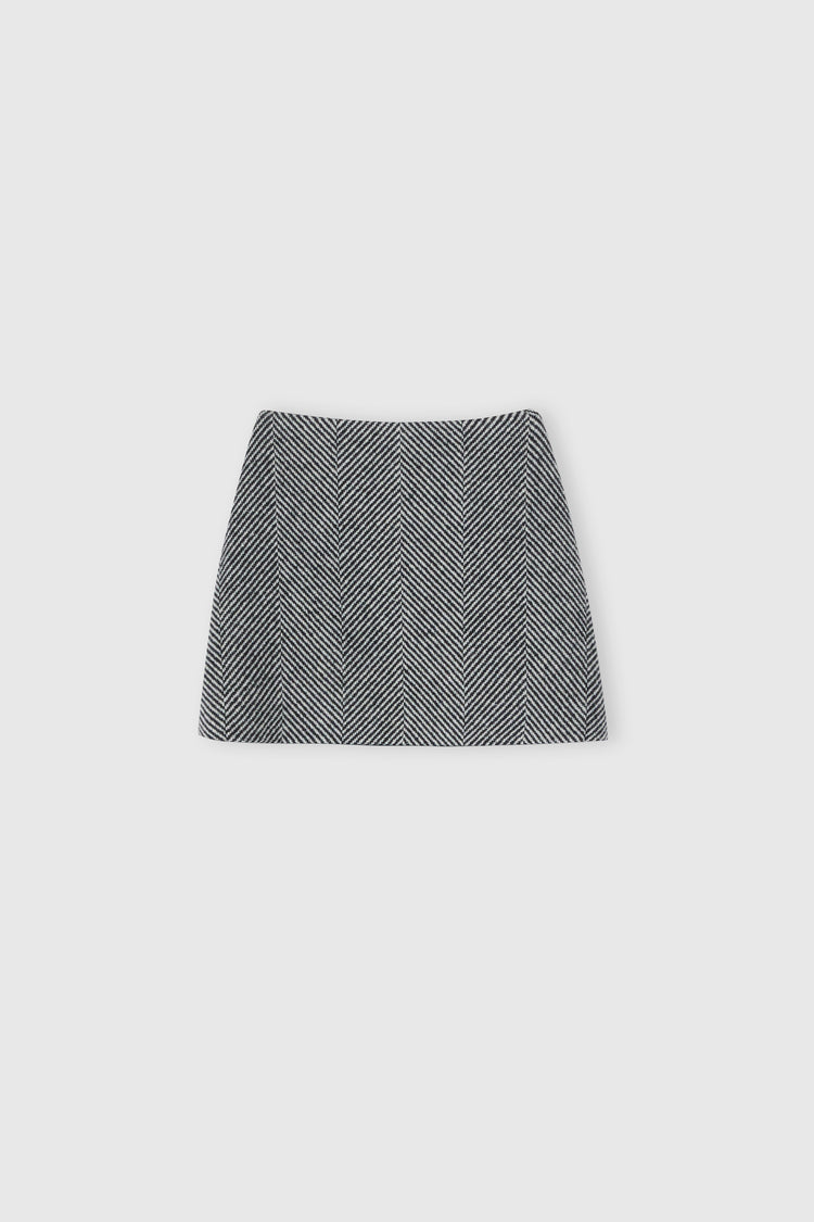 Virgin wool blend mini skirt with herringbone pattern