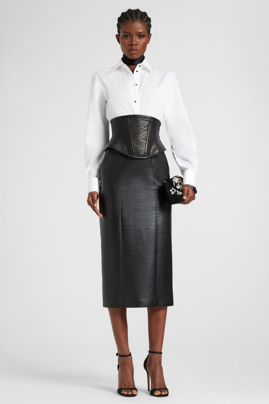 Leather sheath skirt