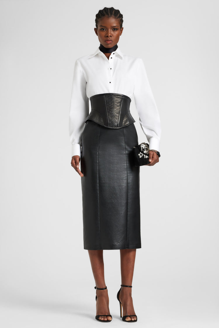 Leather sheath skirt