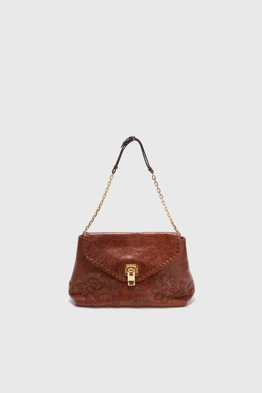 Nuova Joy in nappa marrone ricamata