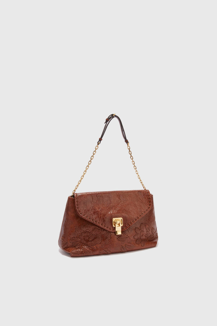 New Joy in embroidered brown nappa