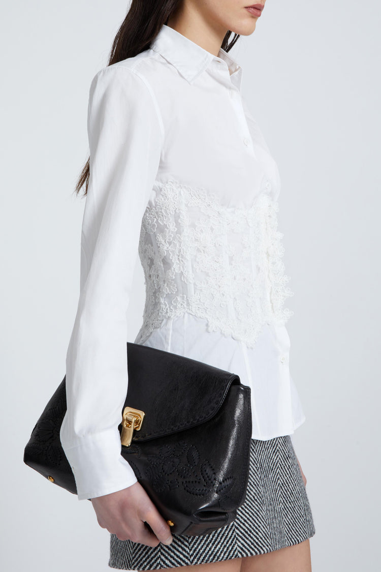 New Joy in embroidered black nappa