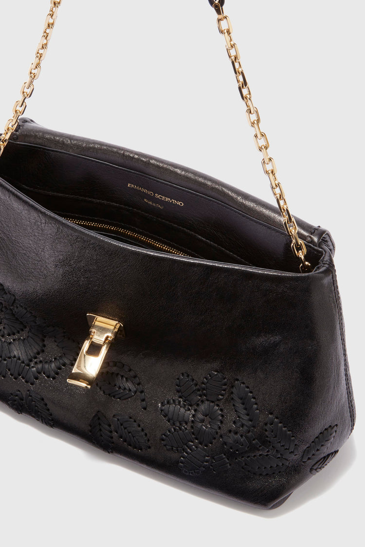 New Joy in embroidered black nappa
