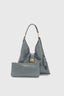 Dark grey smooth calfskin hobo bag