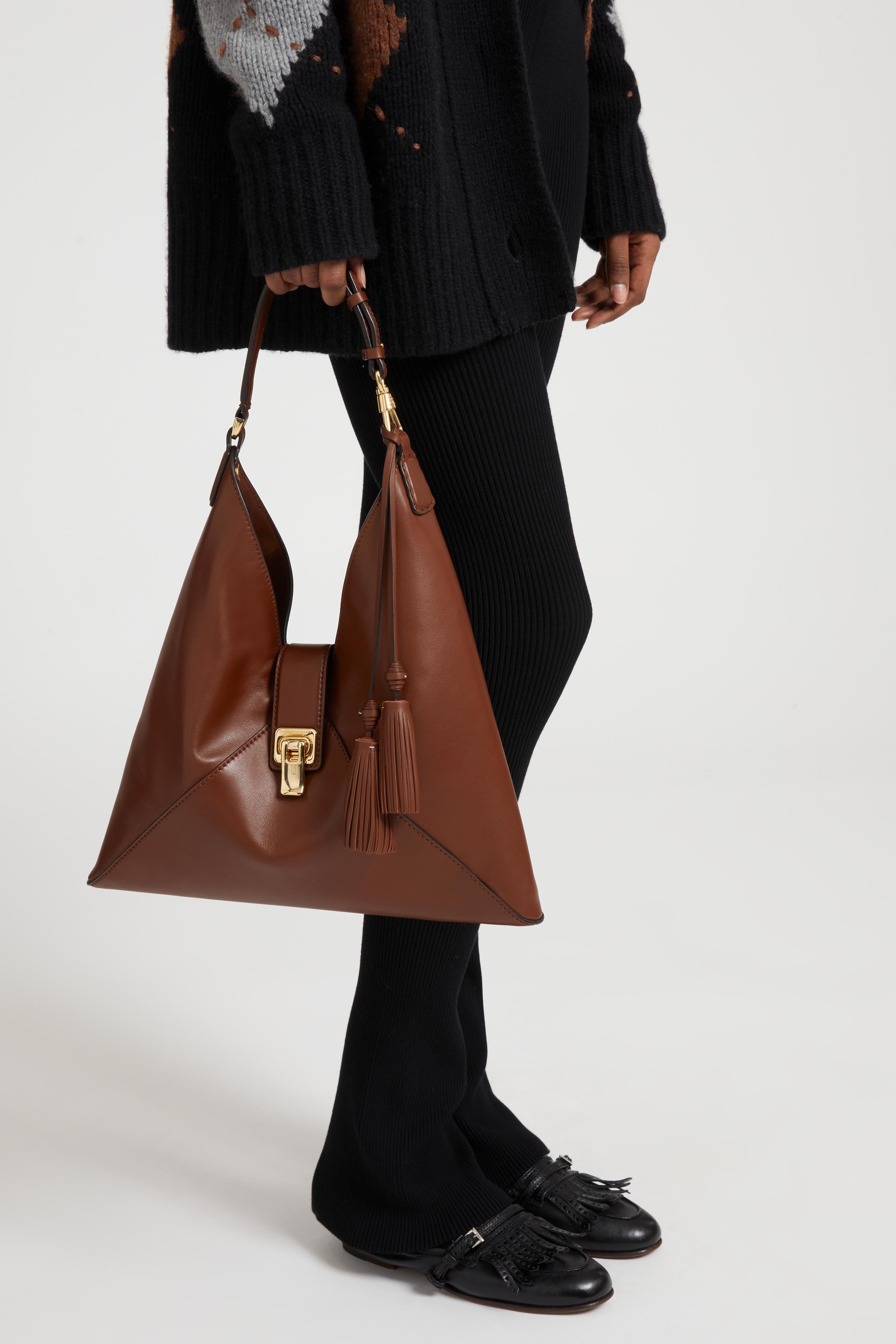 Brown smooth calfskin hobo bag - Ermanno Scervino