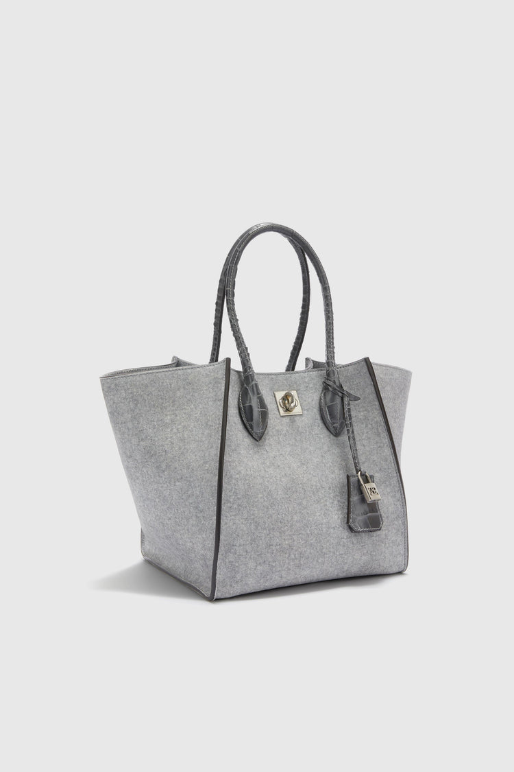 Maggie bag in melange-effect suede and crocodile-embossed leather