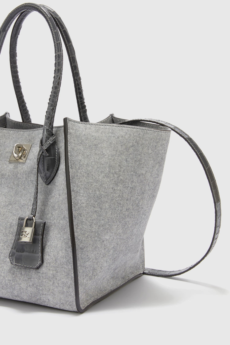 Maggie bag in melange-effect suede and crocodile-embossed leather