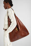 Large vintage-effect vegan leather hobo bag