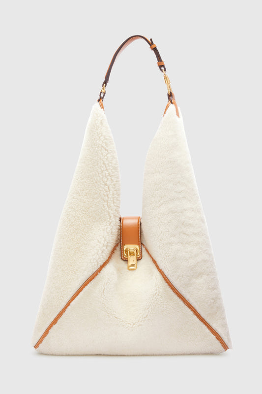 Large hobo bag in shearling