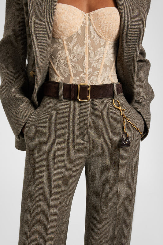 Vintage-effect leather belt