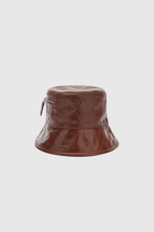 Brown belt in smooth calfskin with double buckle tip and loop