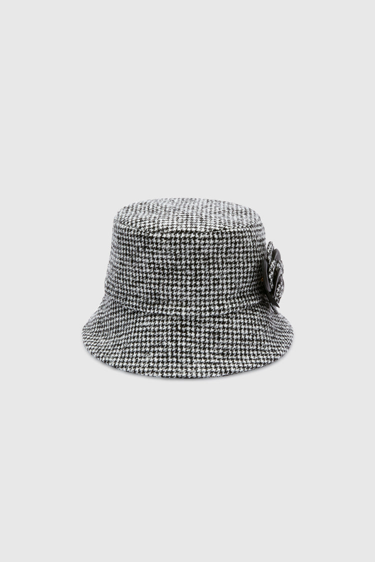 Cloche in pied de poule con fiore applicato
