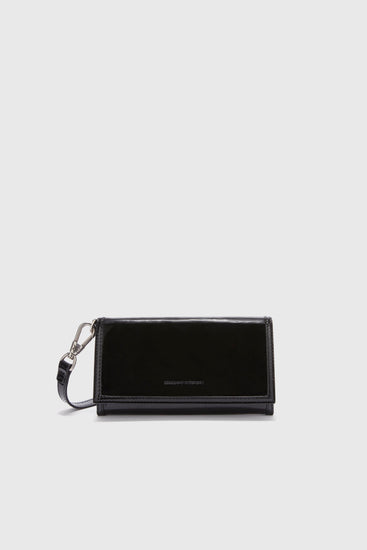 Patent leather wallet with flap