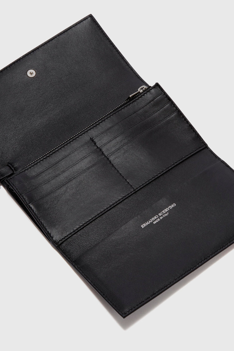 Patent leather wallet with flap