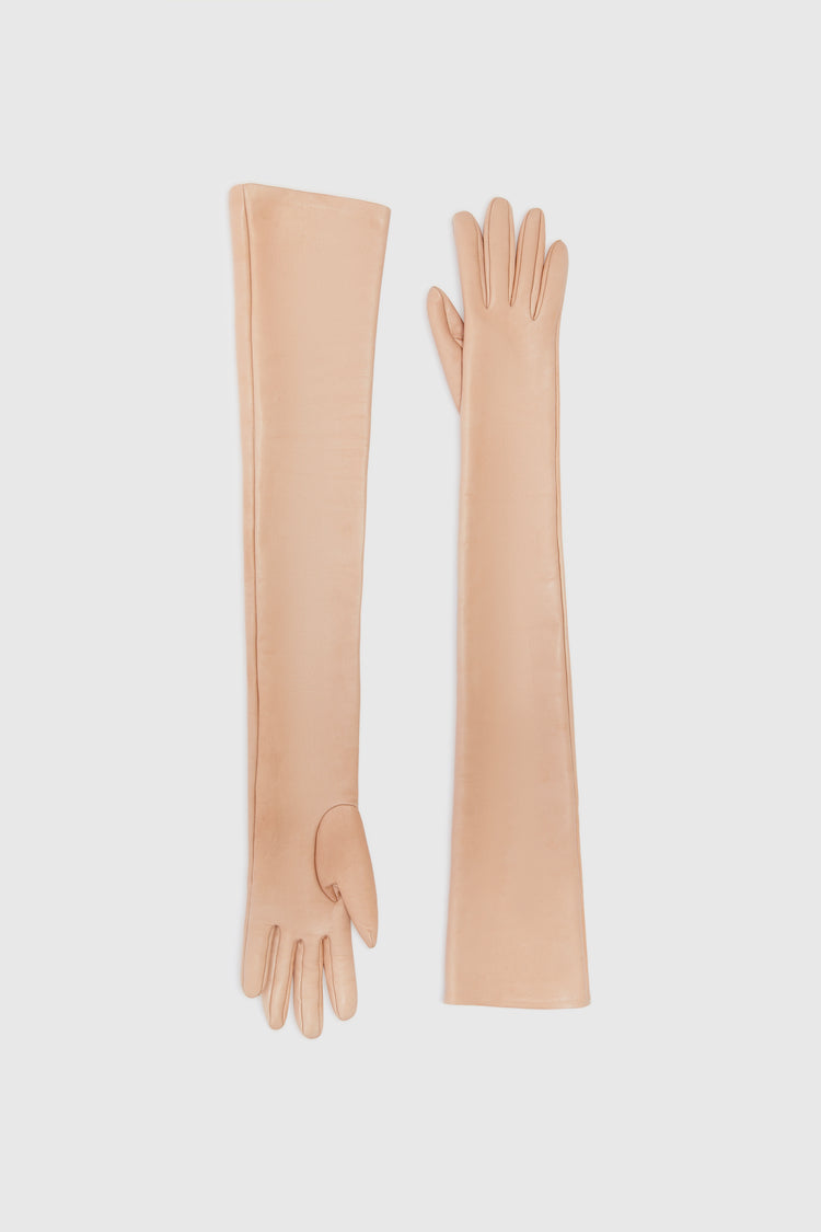 Long glove in nude nappa leather