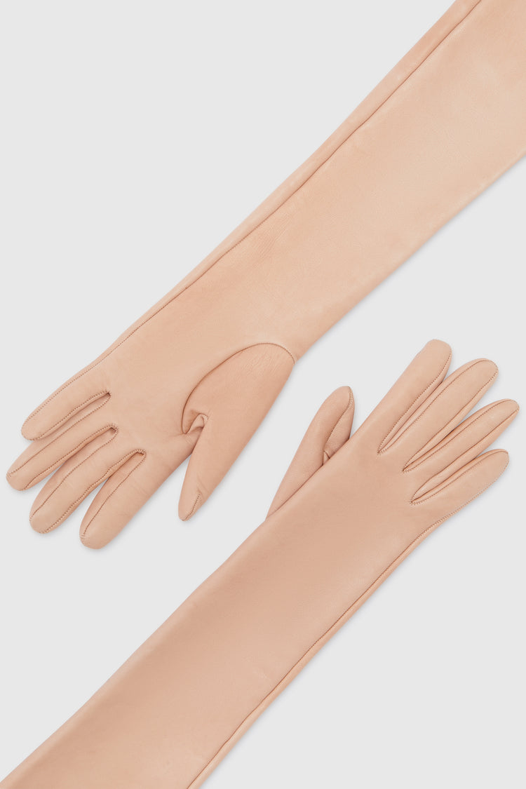 Long glove in nude nappa leather