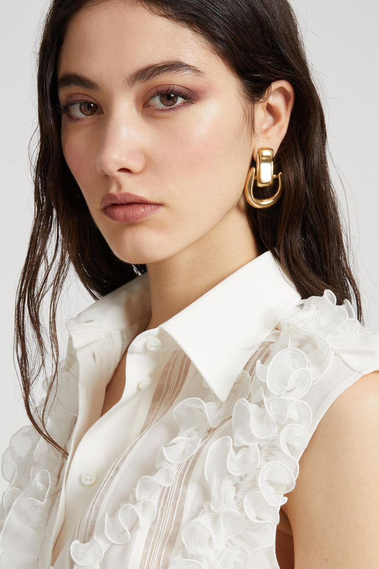 Small gold half-hoop earrings