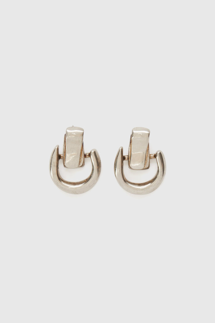 Small platinum half-hoop earrings
