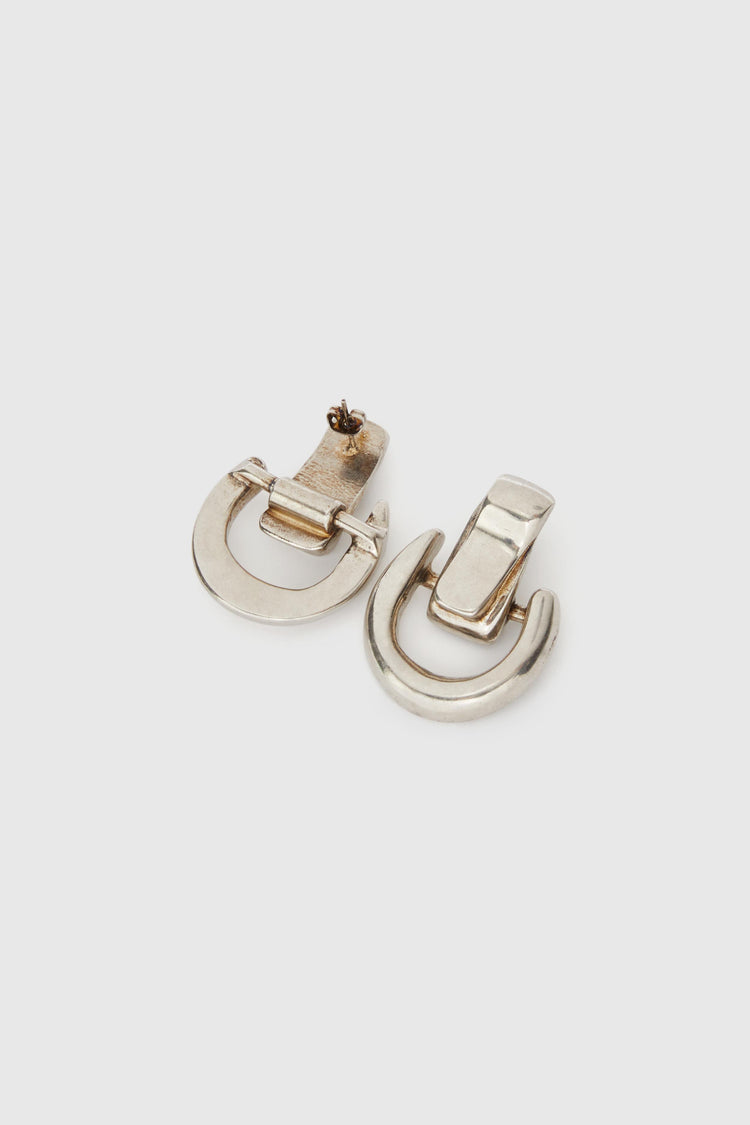 Small platinum half-hoop earrings