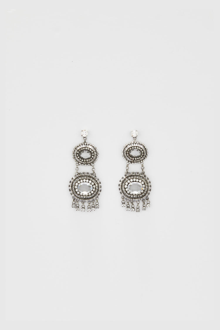 Chandelier earrings with oval crystals