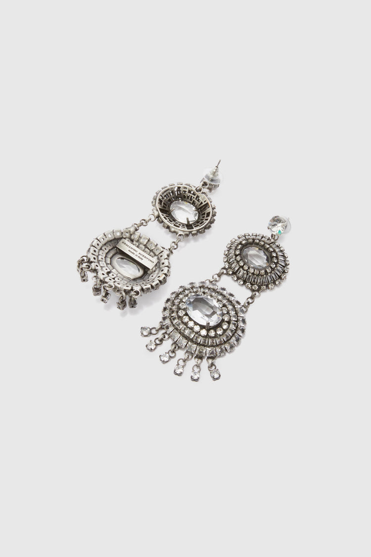 Chandelier earrings with oval crystals