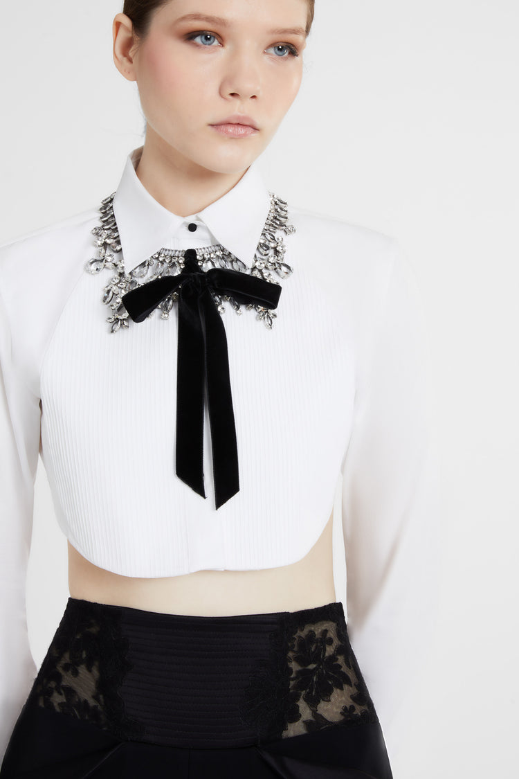Crystal necklace with velvet bow