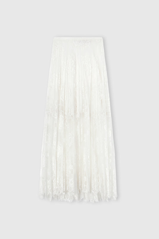 Jupe midi en dentelle avec fond de robe