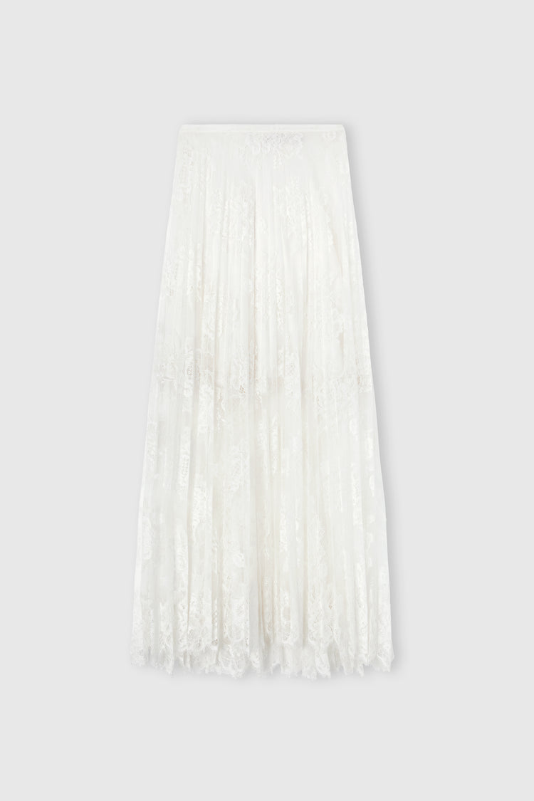 Jupe midi en dentelle avec fond de robe