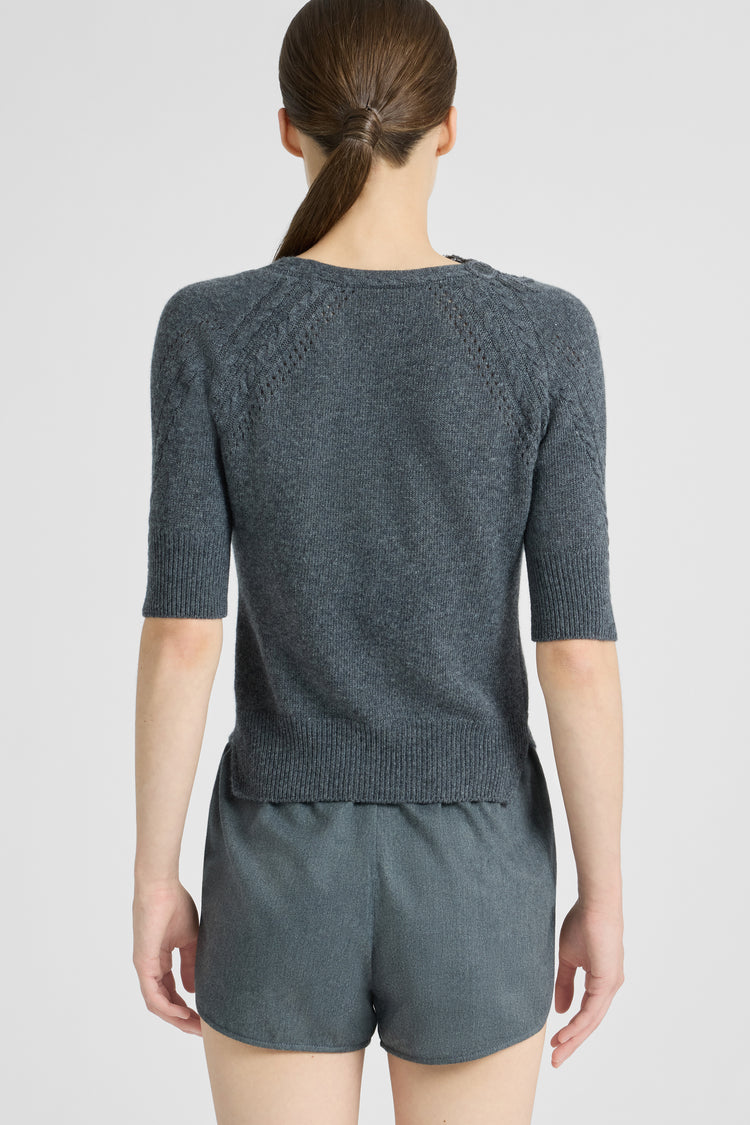 Short en flanelle de coton avec taille à coulisse