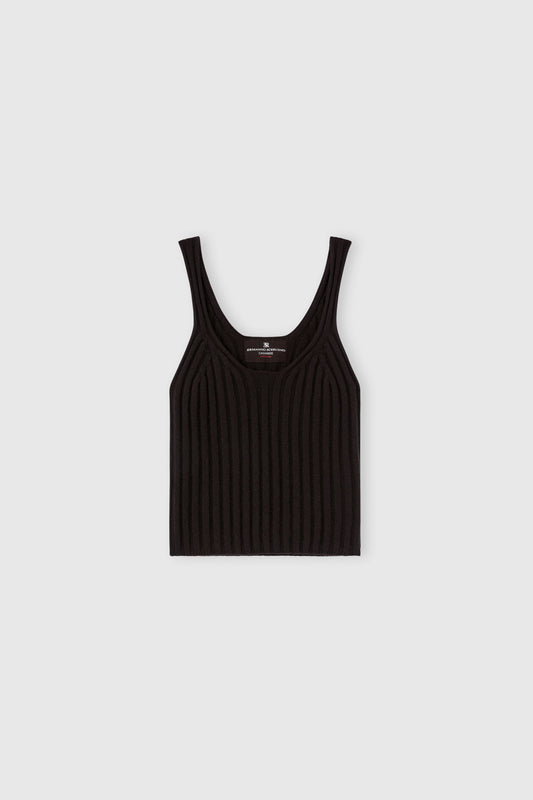 Ribbed pure cashmere tank top